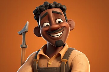 Black Man Carpenter Handsome Backdrop With Copyspace Generative AI