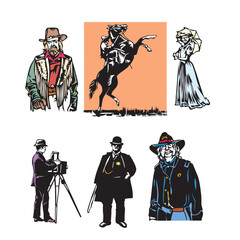 Fototapeta na wymiar historical people of the old West vector illustration