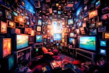 テレビだらけの部屋,Generative AI AI画像
