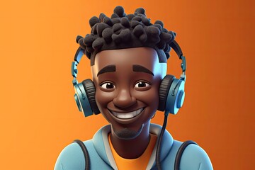 Black Man Gamer Handsome Background With Copy Space Generative AI