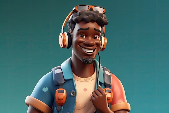 Black Male Gamer Charming Background With Copyspace Generative AI