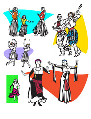 Fototapeta na wymiar several ethnic dancers vector illustration