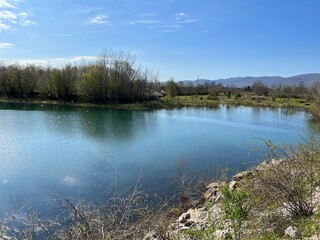 Fototapeta premium Lake St. Rok - Lake Kozjan - Lake Sveti Rok - Reservoir Lake Opsenica - Velebit Nature Park, Croatia (Jezero Sv. Rok - Jezero Kozjan, Akumulacijsko jezero Opsenica - Park prirode Velebit, Hrvatska)