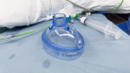 Hospital airway kit signifies emergency airway management. Endotracheal tube, supraglottic airway,...