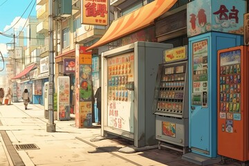 Fototapeta premium 自動販売機の光景,Generative AI AI画像