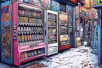 自動販売機の光景,Generative AI AI画像