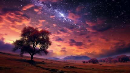 Enchanting night sky enhances breathtaking nature scenery