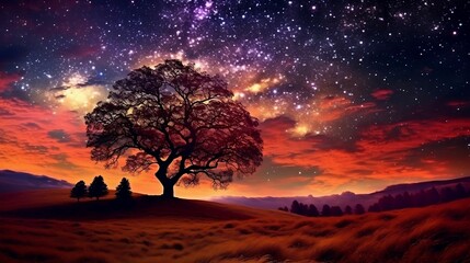 Celestial wonder: Nature's backdrop, mesmerizing night sky