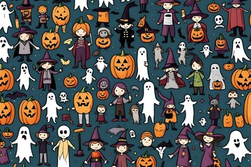 Halloween element icon set made with Generative AI