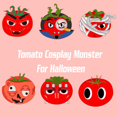 Illustration Vector Graphic Of Character Tomato Cosplayer Being Monster Halloween