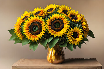 beautiful sunflowers bouquet in a vase