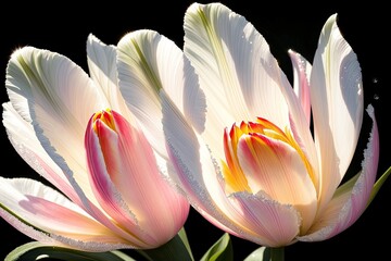 Kwiaty tulipanów, które błyszczą otoczone pięknym światłem: wspaniały krajobraz, który wyraża piękno natury - Generative AI 4