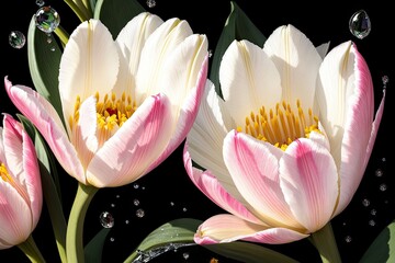 Fototapeta Kwiaty tulipanów, które błyszczą otoczone pięknym światłem: wspaniały krajobraz, który wyraża piękno natury - Generative AI 3 obraz