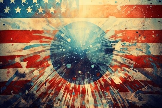 Celebrating 4h of July - American flag grunge background. Generated by AI.