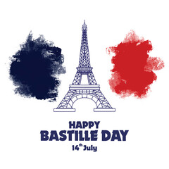 Fototapeta na wymiar Happy Bastille Day vector 