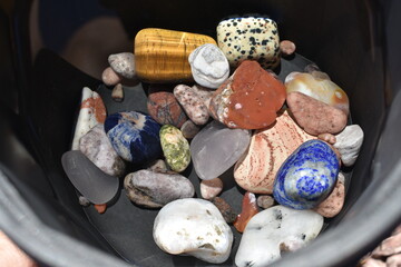 Obraz na płótnie Canvas Rock Tumbler Barrel Full of Assorted Polished Stones 