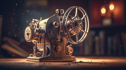 Obraz premium Old style movie projector. Generative Ai