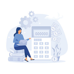 Budget bookkeeping. calculating invoices and other financial records. Finance management concept. flat vector modern illustration