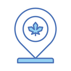 Location pin with maple leaf, icon of canadian location in modern style
