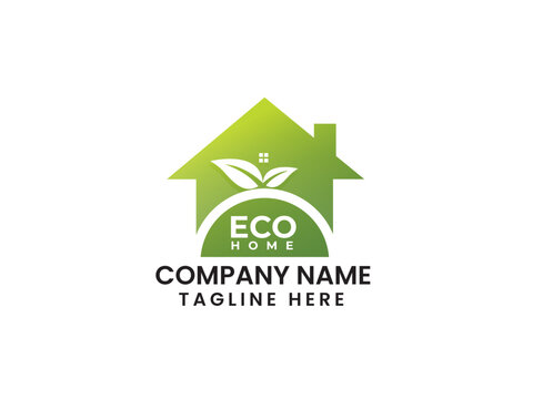 Eco home logo design. Home logo.Leaf home. Eco house. Business. Natural house logo design. Creative. Finance