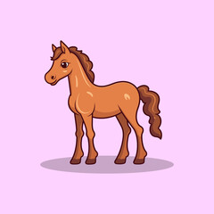 Vector illustration of a cute little horse on a pink background