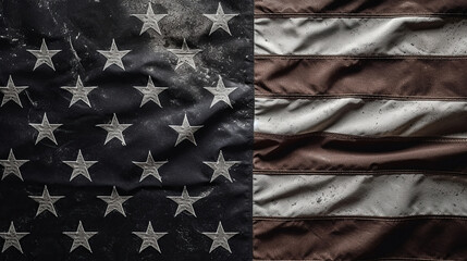 An Overhead View Of American Flag On Dark Concrete Background. Generative Ai