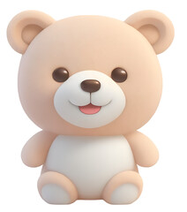 Cute BEAR, tiny, little, 3d illustration. and transparent background.