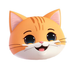 HEAD, Orange cats have smiling faces, tiny, Cute kittens, and transparent backgrounds, Chibi style.