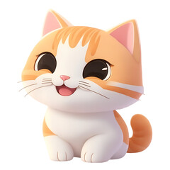 Fototapeta premium Orange cats have smiling faces, tiny, Cute kittens, and transparent backgrounds, Chibi style.