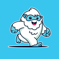 Cute Yeti Cartoon Icon Illustration. Animal Nature Icon Concept Isolated Premium Logo Icon. Flat Cartoon Style.
