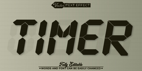 Digital Clock Timer Vector Editable Text Effect Template
