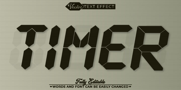 Digital Clock Timer Vector Editable Text Effect Template