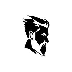 simple silhouette man head fashion style vector illustration template design