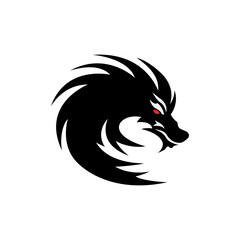 Fototapeta premium simple black dragon wild animal legend logo vector illustration template design