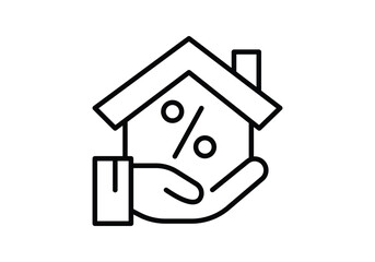 house and hand icon on white background