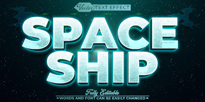 Turquoise Futuristic Space Ship Vector Editable Text Effect Template