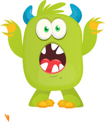 Happy cartoon monster vector illustration © drawkman
