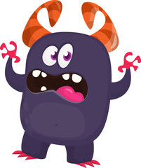 Angry cartoon monster waving hands illustration