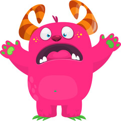 Angry cartoon monster waving hands illustration