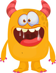 Happy cartoon monster waving hands. Halloween vector illustration. Great for package or party decoration