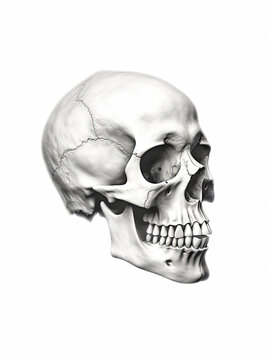 Realistic Skull, Logo, Wall Art, Bones, Halloween. Generative AI