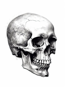 Realistic Skull, Logo, Wall Art, Bones, Halloween. Generative AI