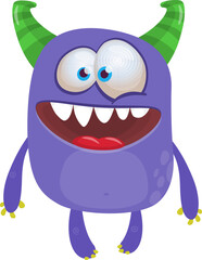 Plakat Happy cartoon monster waving hands. Halloween vector illustration. Great for package or party decoration