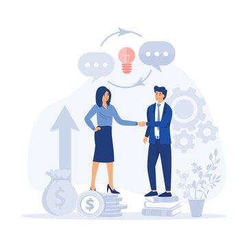 Business people shaking hands. venture investment, flat modern vector illustration