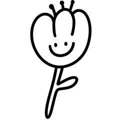 Illustration tulip smile black outline cartoon cute 귀여운 for decoration or coloring ,print card etc.