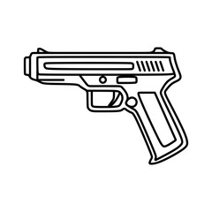 Pistol icon in outline mode. Vector illustration of shooting sport equipment in trendy style. Editable graphic resources for many purposes.