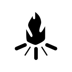 Bonfire or campfire icon in silhouette black fill mode. Vector illustration of summer camping equipment in trendy style. Editable graphic resources for many purposes.