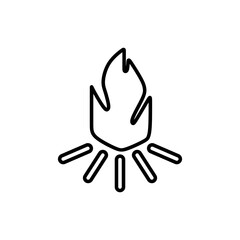 Bonfire or campfire icon in outline mode. Vector illustration of summer camping equipment in trendy style. Editable graphic resources for many purposes.