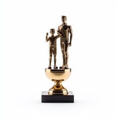 statuette of a father with son father day trophy isolated on the white background generative AI