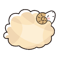 シンプルでかわいいモコモコの羊（横向き）
